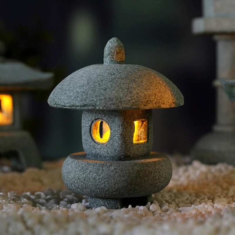 Daisylily Japanese Pagoda LED Lamp Statue Figurine, LED Lantern Pagoda Statue Figurines for Home Table Decor - Style A - Image 2